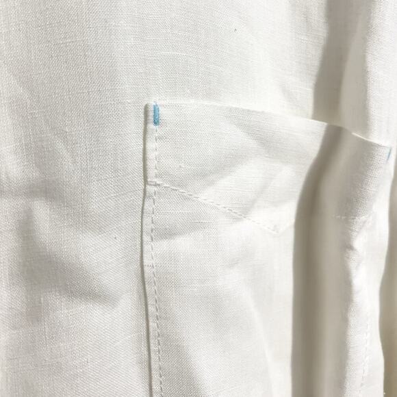 Tommy Bahama Linen Shirt Mens XL White Button Up Long Sleeve Pocket Vacation - Picture 6 of 9